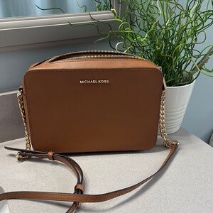 Michael Kors Brown Leather Crossbody Bag with Adjustable Strap